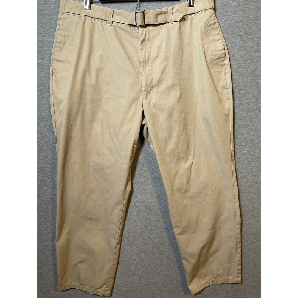 Gitano For Men Khaki Chino Pants Size 38S Flat Front Relaxed Fit Belted